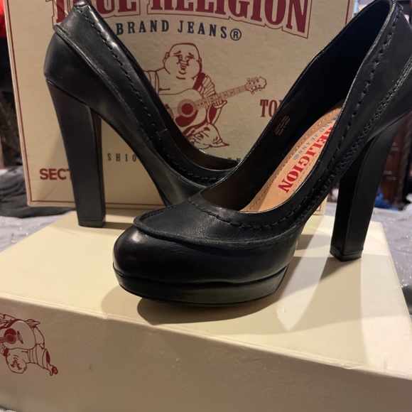Brand new true religion black leather platform heels - Picture 3 of 7